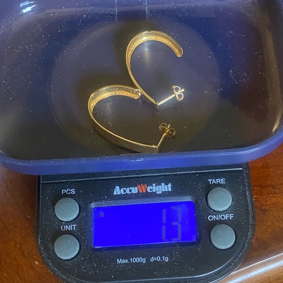 Solid 14K Gold Vintage Half Hoop Posts With Butterfly Closure Earrings. - Picture 11 of 11